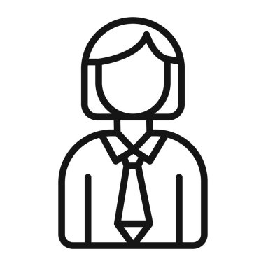 İş kadını simgesi Siyah çizgi sanat vektörü siyah beyaz ana hat koleksiyon işareti