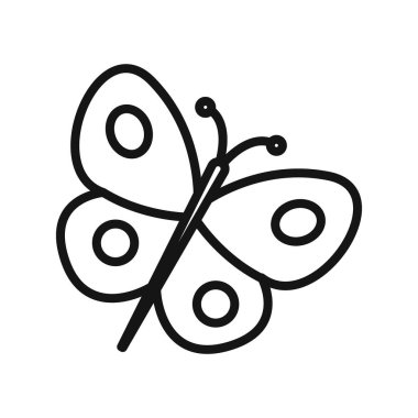 Kelebek simgesi Siyah çizgi sanat vektörü siyah beyaz ana hat koleksiyon işareti