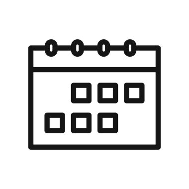 Takvim simgesi Siyah çizgi sanat vektörü siyah ve beyaz ana hat koleksiyon işareti ile