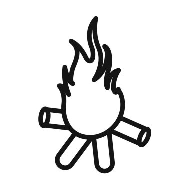 Kamp ateşi simgesi Siyah çizgi sanat vektörü siyah beyaz ana hat koleksiyon işareti