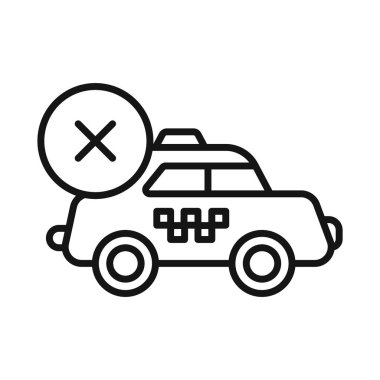 Siyah beyaz taslak koleksiyon işareti ile taksi simgesi siyah çizgi sanat vektörünü iptal et