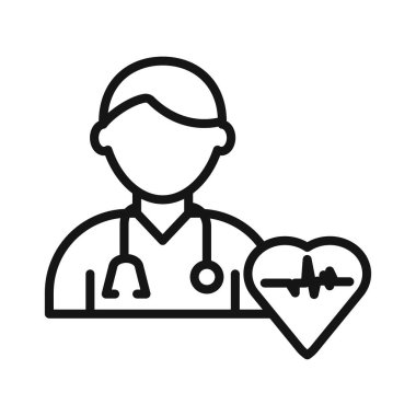 Siyah-beyaz çizgili kardiyolog simgesi koleksiyon işareti