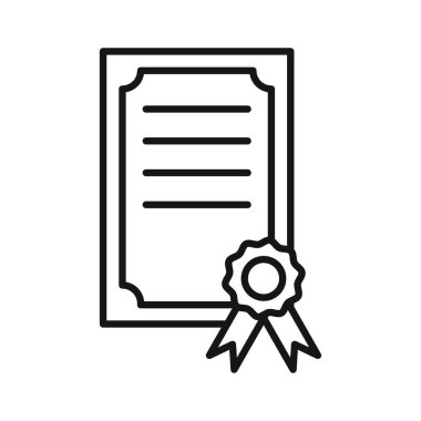 Sertifika simgesi (2) Siyah çizgi sanat vektörü siyah ve beyaz ana hat koleksiyon işareti