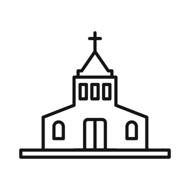 Kilise simgesi Siyah çizgi sanat vektörü siyah beyaz ana hat koleksiyon işareti