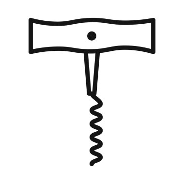 Siyah-beyaz taslak koleksiyon işaretinde tirbuşon simgesi siyah çizgi sanat vektörü