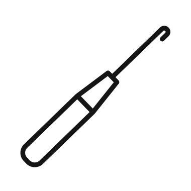 Tığ işi iğne simgesi siyah çizgi sanat vektörü siyah beyaz ana hat koleksiyon işareti