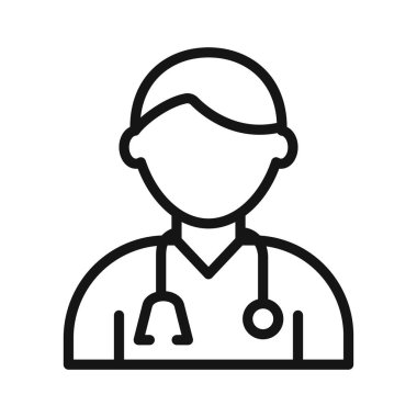 Doktor simgesi Siyah çizgi sanat vektörü siyah beyaz ana hat koleksiyon işareti