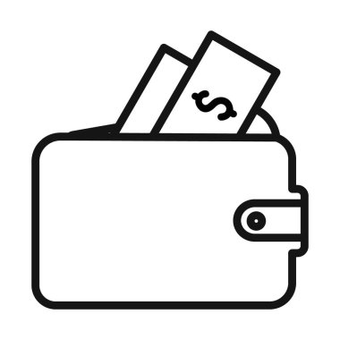 Dolar cüzdanı simgesi Siyah çizgi sanat vektörü siyah beyaz taslak koleksiyon işareti