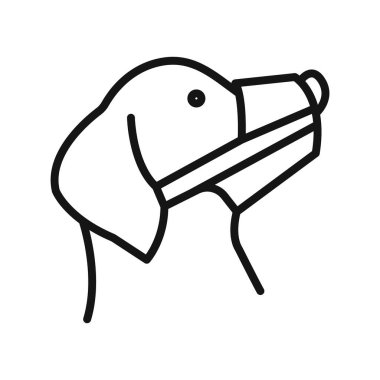 Köpek ağızlığı simgesi Siyah çizgi sanat vektörü siyah beyaz ana hat koleksiyon işareti
