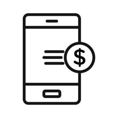 Siyah beyaz taslak koleksiyon işaretinde E-İş mobil simgesi Siyah çizgi sanat vektörü