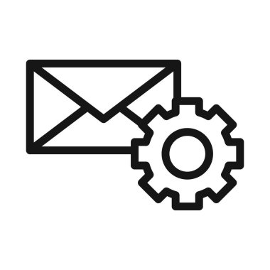 E- posta ayarları simgesi Siyah çizgi sanat vektörü siyah ve beyaz ana hatlar koleksiyon işareti