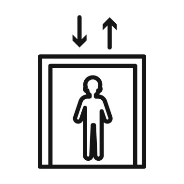 Asansör kaldırma simgesi Siyah çizgi sanat vektörü siyah ve beyaz ana hat koleksiyon işareti