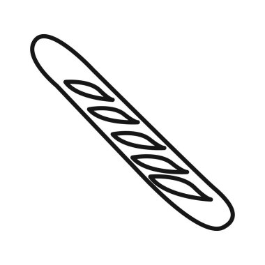 Fransız ekmek simgesi Siyah çizgi sanat vektörü siyah beyaz ana hat koleksiyon işareti