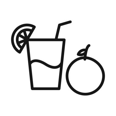 Meyve suyu simgesi Siyah çizgi sanat vektörü siyah beyaz ana hat koleksiyon işareti