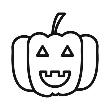 Cadılar Bayramı balkabağı simgesi Siyah çizgi sanat vektörü siyah beyaz ana hat koleksiyon işareti