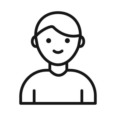 Mutlu çocuk yüzü simgesi Siyah çizgi sanat vektörü siyah beyaz ana hat koleksiyon işareti