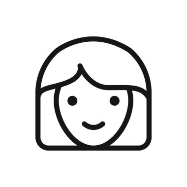 Mutlu kız yüzü simgesi Siyah çizgi sanat vektörü siyah beyaz ana hat koleksiyon işareti