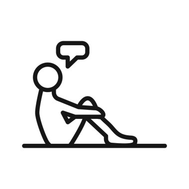 Çaresiz insan simgesi Siyah çizgi sanat vektörü siyah beyaz ana hat koleksiyon işareti