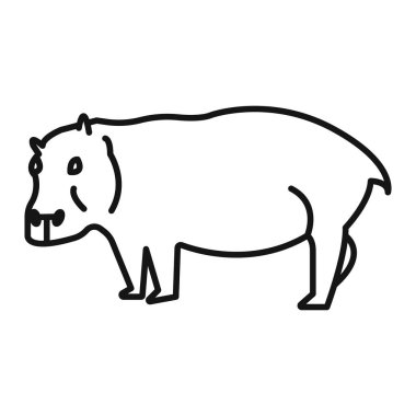 hipopotam ya da hipopotam simgesi siyah ve beyaz ana hat koleksiyon işareti ile siyah çizgi sanat vektörü