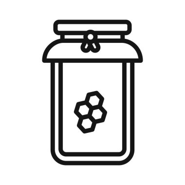 Bal kavanozu simgesi Siyah çizgi sanat vektörü siyah beyaz ana hat koleksiyon işareti