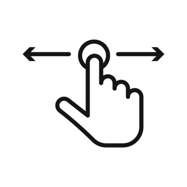 Yatay kaydırma Flick Simgesi Siyah çizgi sanat vektörü siyah ve beyaz ana hat koleksiyon işareti