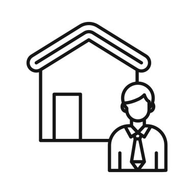 Ev emlakçısı simgesi Siyah çizgi sanat vektörü siyah beyaz ana hat koleksiyon işareti