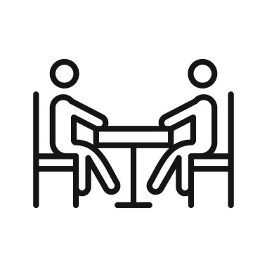 İş görüşmesi simgesi Siyah çizgi sanat vektörü siyah beyaz ana hat koleksiyon işareti