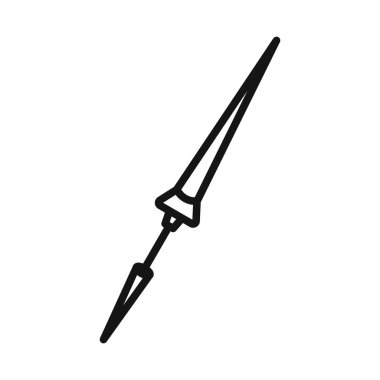 Mızrak simgesi Siyah çizgi sanat vektörü siyah ve beyaz ana çizgi koleksiyon işareti