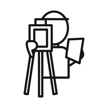 arazi ölçüm simgesi Siyah çizgi sanat vektörü siyah beyaz ana hat koleksiyon işareti