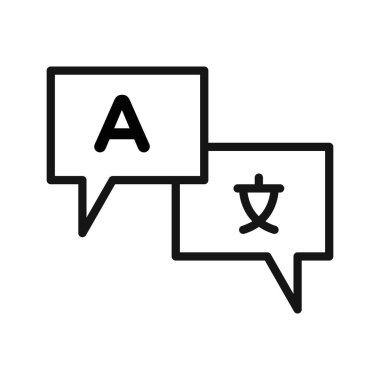 Dil çeviri simgesi Siyah çizgi sanat vektörü siyah ve beyaz ana hatlar koleksiyon işareti