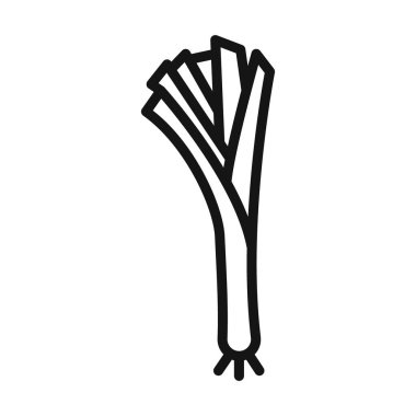 Pırasa simgesi Siyah çizgi sanat vektörü siyah beyaz ana hat koleksiyon işareti