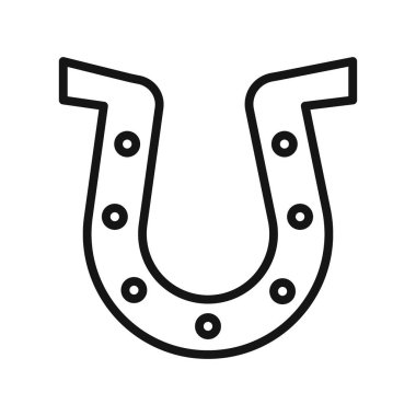 şanslı at nalı simgesi siyah çizgi sanat vektörü siyah beyaz ana hat koleksiyon işareti