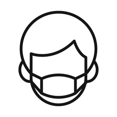 Maske simgesi olan adam yüzü Siyah çizgi sanat vektörü siyah ve beyaz ana hat koleksiyon işareti
