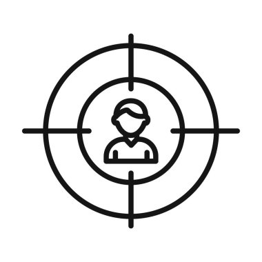 Siyah çizgi sanat vektörünü hedef alan siyah beyaz çizgili adam koleksiyon işareti