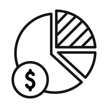 Pazar paylaşımı simgesi Siyah çizgi sanat vektörü siyah ve beyaz ana hat koleksiyon işareti