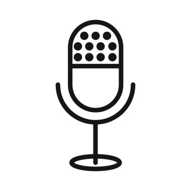 Siyah-beyaz taslak koleksiyon işaretinde mikrofon simgesi Siyah çizgi sanat vektörü