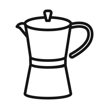 Moka pot simgesi Siyah çizgi sanat vektörü siyah beyaz ana hat koleksiyon işareti