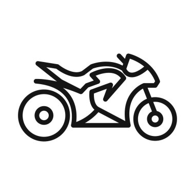 Motosiklet simgesi Siyah çizgi sanat vektörü siyah beyaz ana hat koleksiyon işareti