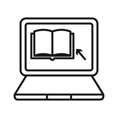 Çevrimiçi kütüphane simgesi Siyah çizgi sanat vektörü siyah ve beyaz ana hat koleksiyon işareti ile