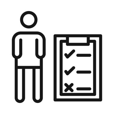 Kişisel değerlendirme simgesi Siyah çizgi sanat vektörü siyah beyaz ana hat koleksiyon işareti