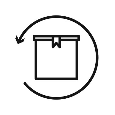 ürün geri dönüş kutusu simgesi siyah çizgi resim vektörü siyah ve beyaz ana hat koleksiyon işareti