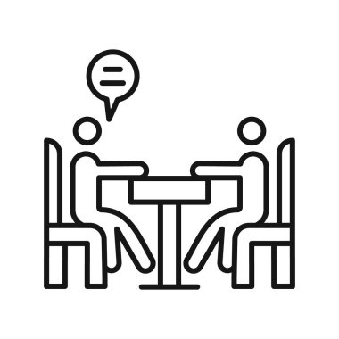 Psikolog ve hasta simgesi Siyah çizgi sanat vektörü siyah ve beyaz ana hat koleksiyon işareti