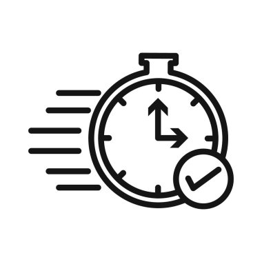 Hızlı onay simgesi Siyah çizgi resim vektörü siyah ve beyaz ana hat koleksiyon işareti