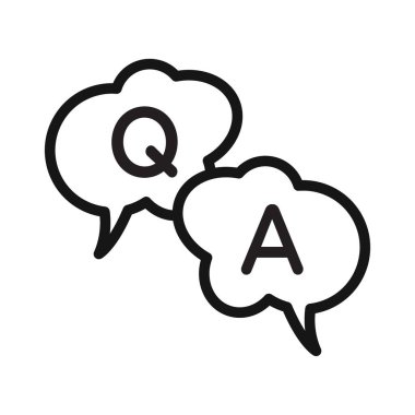 Sorular ve yanıtlar simge siyah çizgi sanat vektörü siyah ve beyaz ana hat koleksiyon işareti