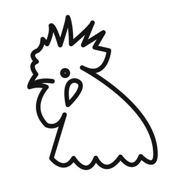 Horoz başı simgesi Siyah çizgi sanat vektörü siyah ve beyaz ana hat koleksiyon işareti