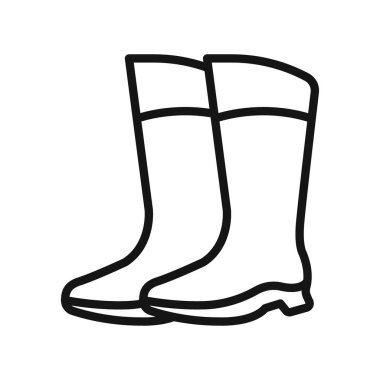 Kauçuk çizme simgesi Siyah çizgi sanat vektörü siyah beyaz ana hat koleksiyon işareti