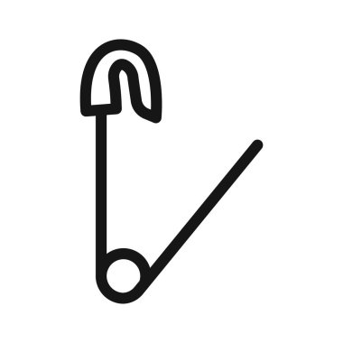 güvenlik pin simgesi Siyah çizgi sanat vektörü siyah ve beyaz ana hat koleksiyon işareti