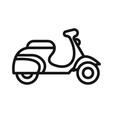 Scooter simgesi Siyah çizgi sanat vektörü siyah beyaz ana hat koleksiyon işareti