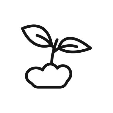 Toprak simgesi siyah çizgi sanat vektörü içinde siyah ve beyaz ana hat koleksiyon işareti ile tohumlama