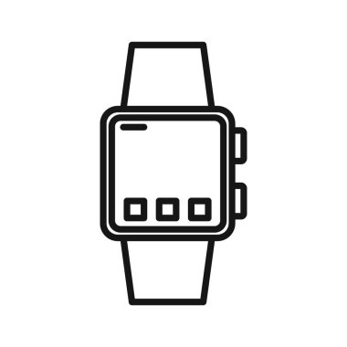 Akıllı saat simgesi Siyah çizgi sanat vektörü siyah beyaz çizgi koleksiyon işareti
